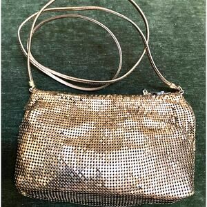 Vintage Whiting & Davis Chain Mesh‎ Bag metallic Gold Mesh 80s glam